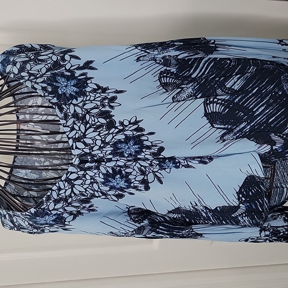 FREE PEOPLE Birds Of A Feather Floral Blue Women's Blouse SIZE XS - Picture 5 of 12